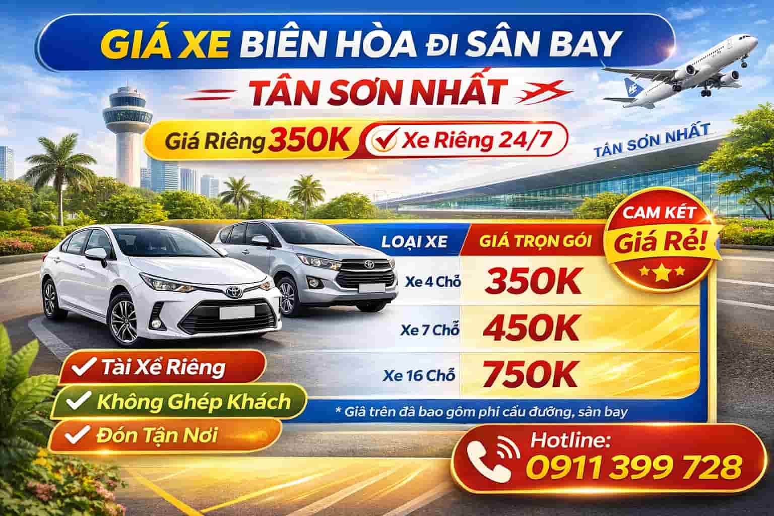 giá xe biên hòa đi sân bay tân sơn nhất mới nhất