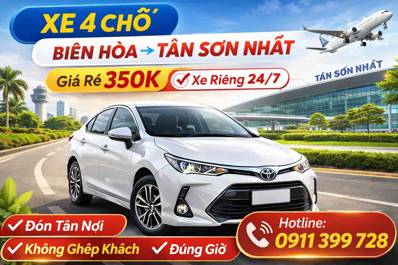 xe 4 chỗ biên hòa đi sân bay đón tận nơi