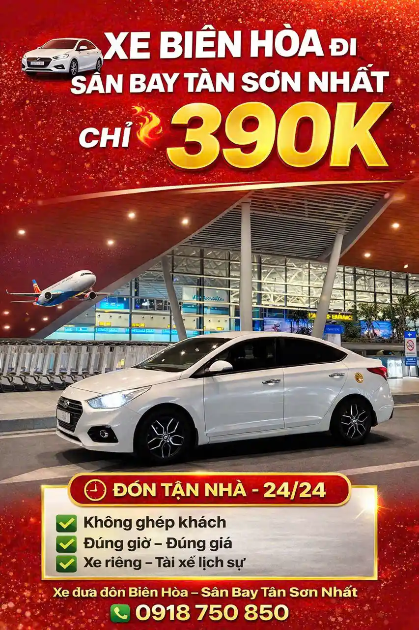 xe biên hòa đi sân bay tân sơn nhất giá rẻ